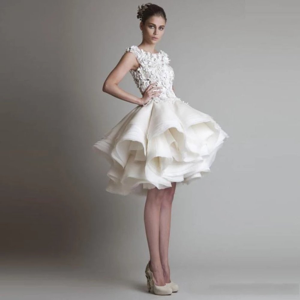 BRAND NEW, NEVER WORN! White Short Wedding Dress, White Ball Gown, Fit and Flare